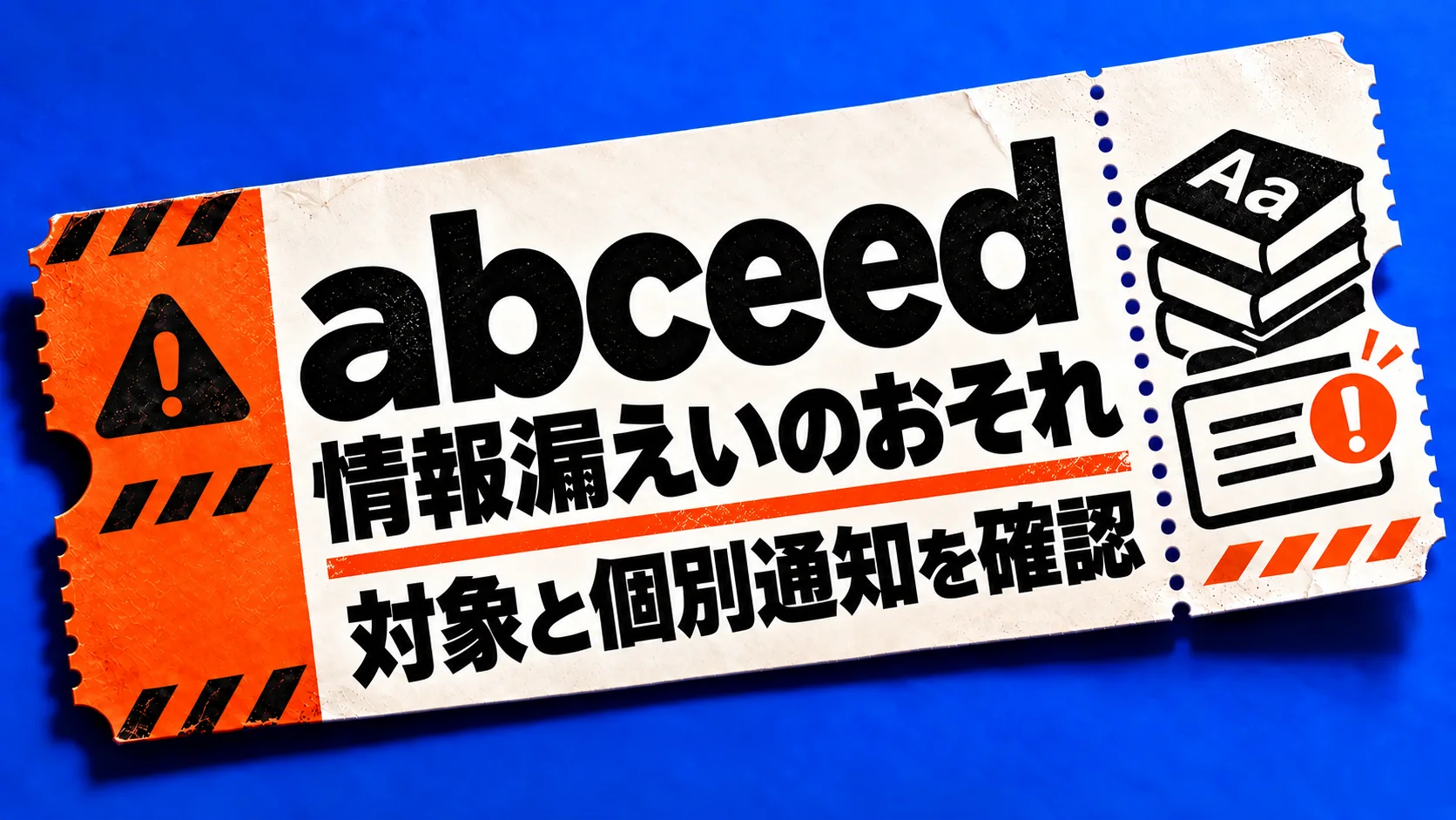 abceed。情報漏えいのおそれ。対象と個別通知を確認。