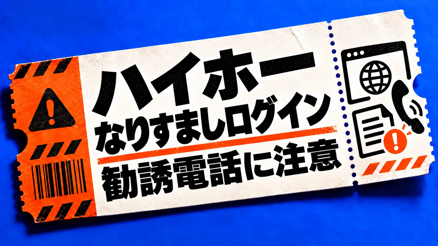 ハイホー。なりすましログイン。勧誘電話に注意。
