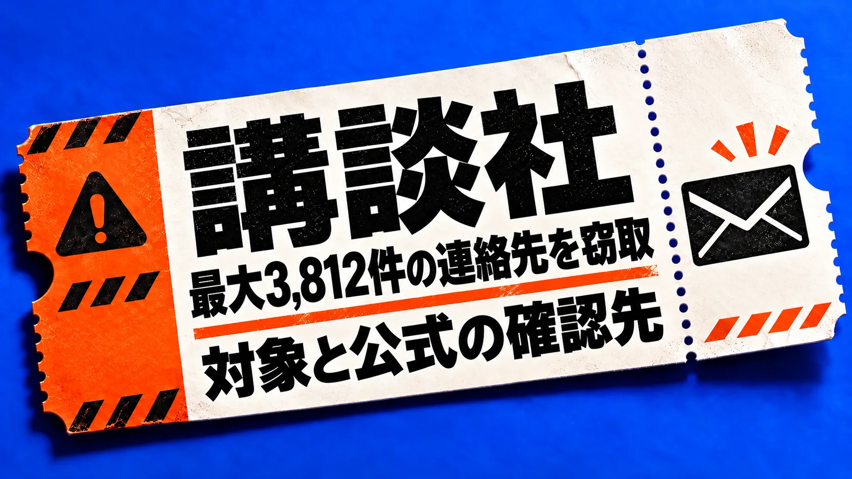 講談社。最大3,812件の連絡先を窃取。対象と公式の確認先。