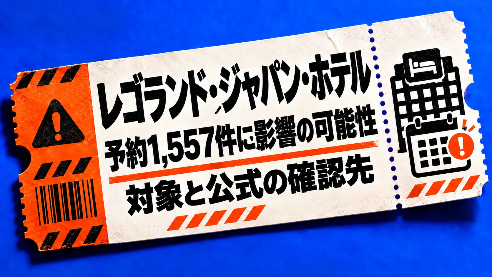レゴランド・ジャパン・ホテル。予約1,557件に影響の可能性。